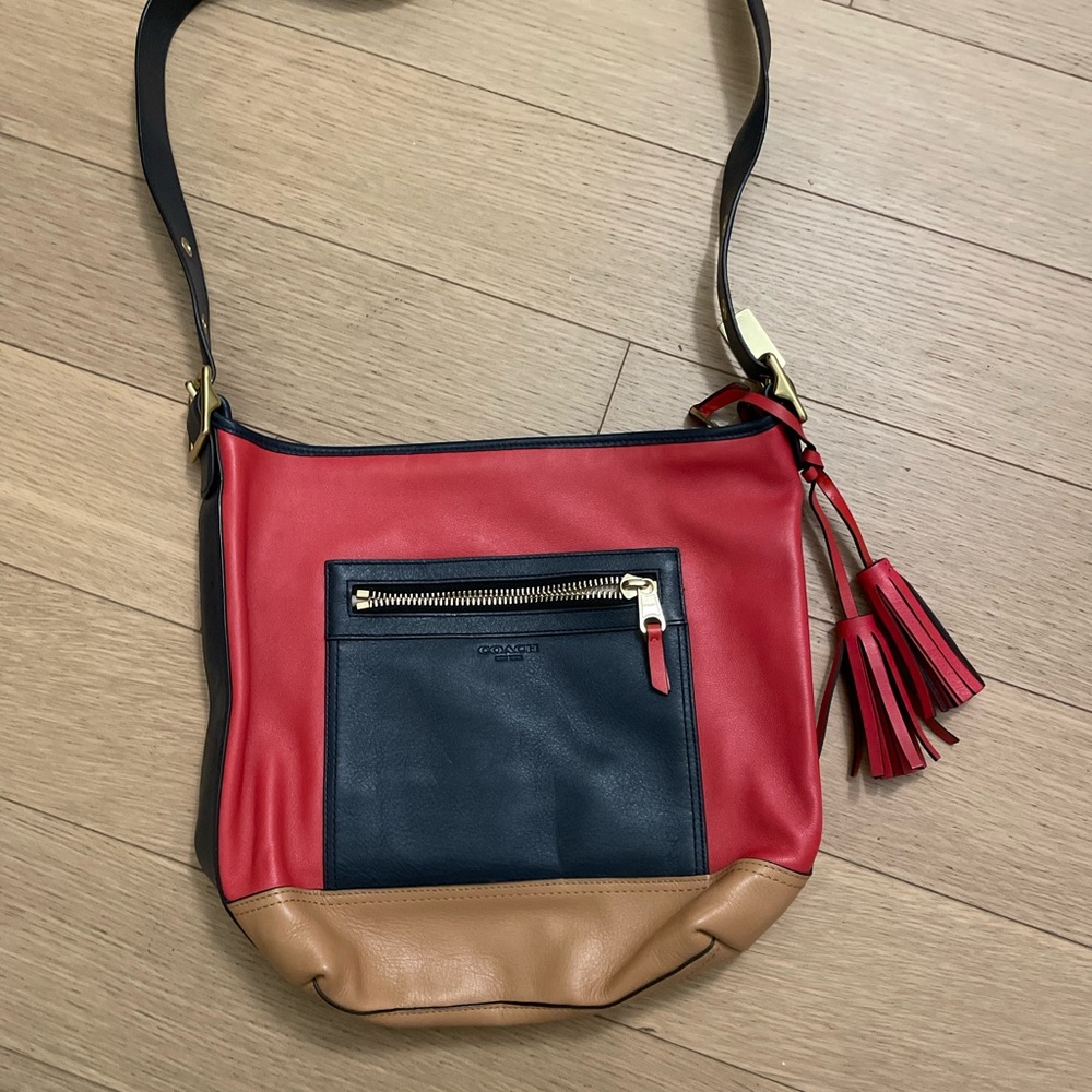 Coach Red and Tan Leather Crossbody Bag